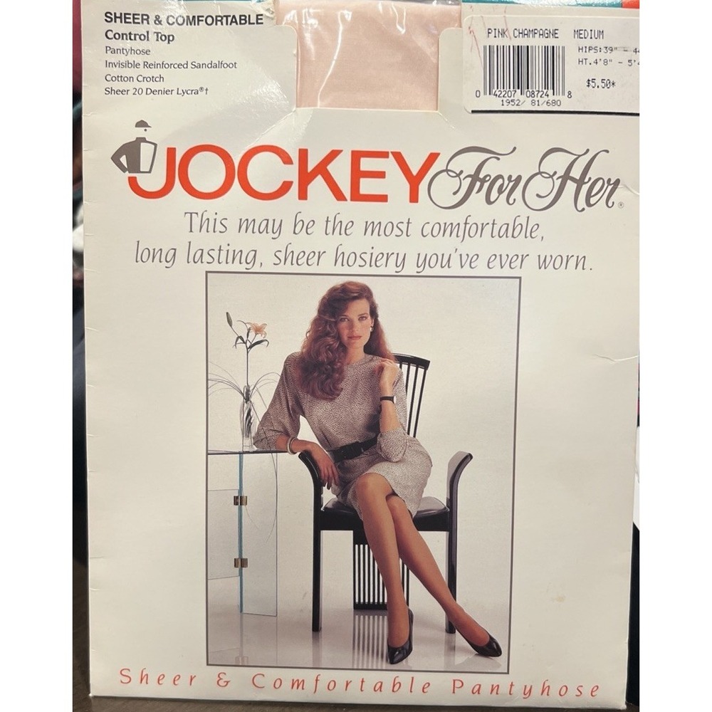 VTG 1991 Jockey For Her Medium Control Top Pantyhose Style 1952 Pink Champagne